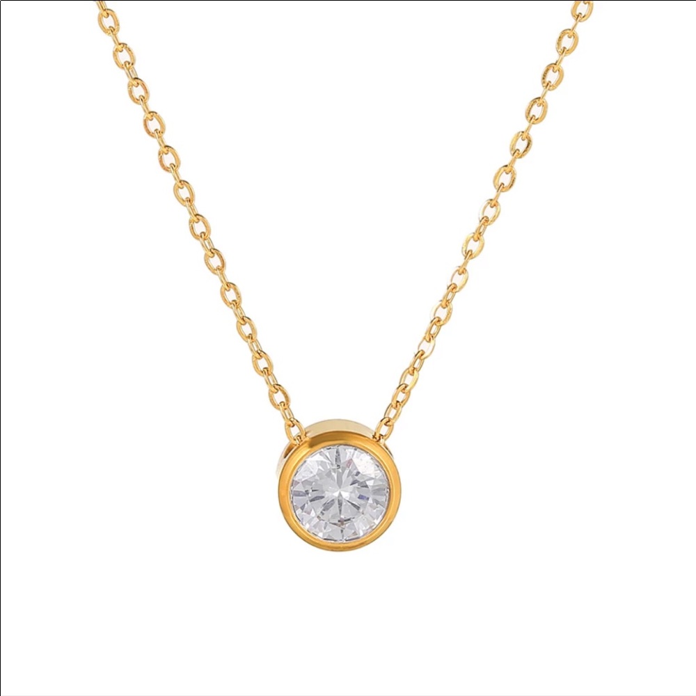 Solitaire cz dainty necklace